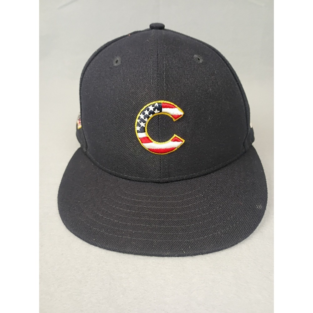 New Era 59FIFTY Chicago Cubs MLB Stars and Stripes Fitted Hat 7 1/4 Black